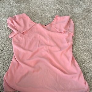 Blush pink blouse, short sleeve with ruffles on sleeve